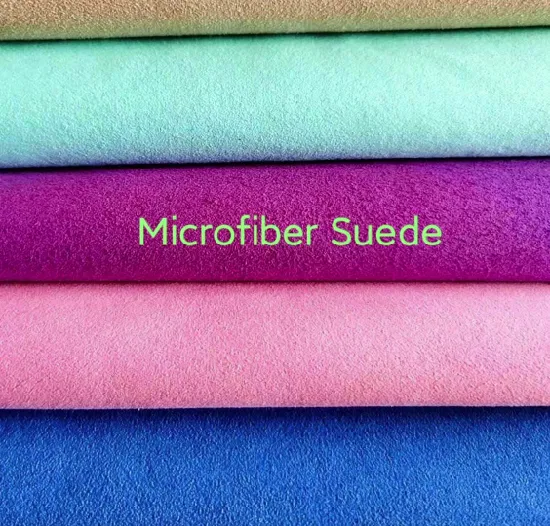 Hot Sale Microfiber Suede Faux Leather Synthetic Leather Fabric for Shoes, Packing, Handbag, etc